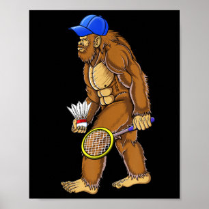 Bigfoot Badminton Shuttle Art Sports Poster