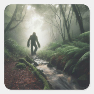 Bigfoot Begegnung im Nebst Quadratischer Aufkleber