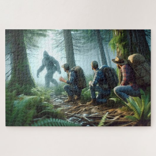 Bigfoot Begegnung mit Wanderern, bewaldeter Hinter Puzzle (Horizontal)