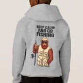 Bigfoot Behielt Ruhe und gehen Fischen Funny Hoodie (Rückseite)