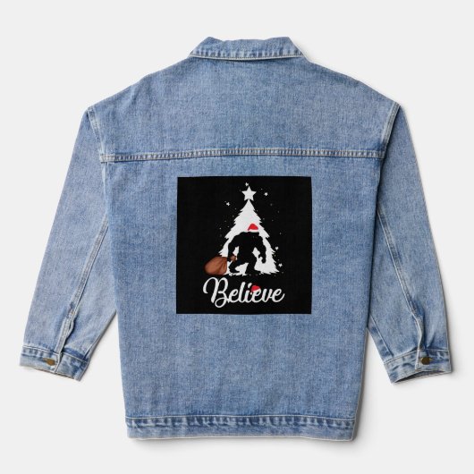 Bigfoot Believe Christmas Shirt Jeansjacke (Rückseite)