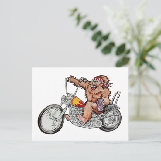 Bigfoot Biker Postkarte (Stehend Vorderseite)