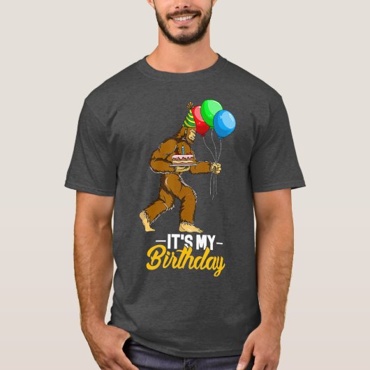 Bigfoot Birthday Cake Balloons Sasquatch Yeti T-Shirt (Vorderseite)