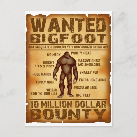 Bigfoot Bounty 10 Millionen Dollar Gewollt Poster Postkarte (Vorderseite)