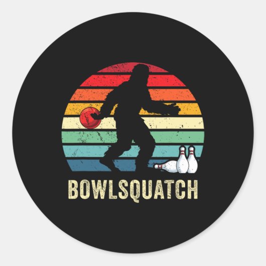 Bigfoot Bowling Gift Sasquatch Gifts Bowler Byll P Runder Aufkleber (Vorderseite)