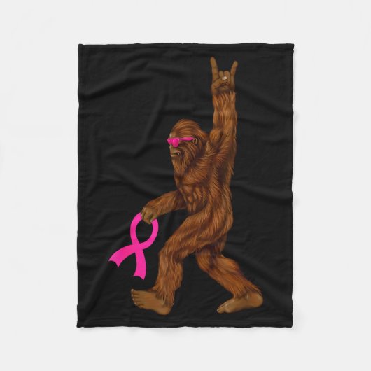 Bigfoot Breast Cancer Funny Sasquatch Nk Ribbon Fleecedecke (Vorderseite)