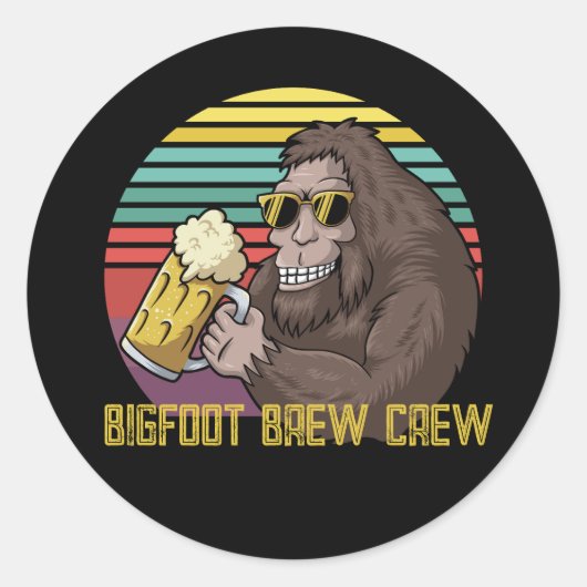 Bigfoot Brew Crew Classic Round Sticker (Vorderseite)