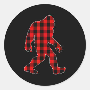 Bigfoot Buffalo Karierte Weihnachtsfamilie Matchin Runder Aufkleber