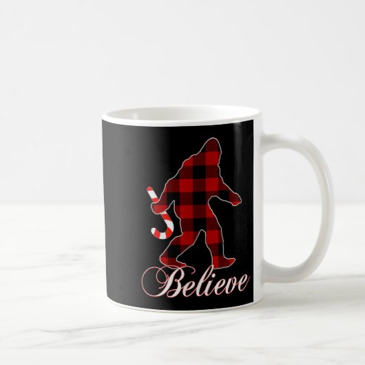 Bigfoot Buffalo Plaid Believe Candy Cane Christmas Kaffeetasse (Rechts)