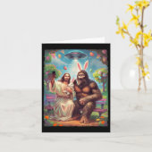 Bigfoot Bunny Funny Ostern Jesus Sasquatch Selfie Karte (Gelbe Blume)