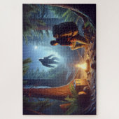 Bigfoot Campfire Begegnung, Bigfoot im Schatten Puzzle (Vertikal)