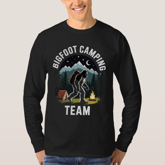 Bigfoot Camping Team Shirt, Funny Sasquatch Campfi T-Shirt (Vorderseite)