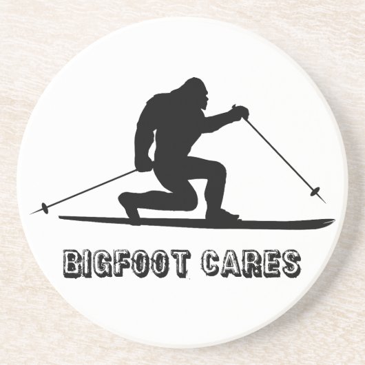 Bigfoot Cares Telemark Skifahren Getränkeuntersetzer (Vorne)