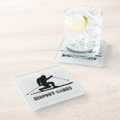 Bigfoot Cares Telemark Skifahren Glasuntersetzer (Schrägansicht)