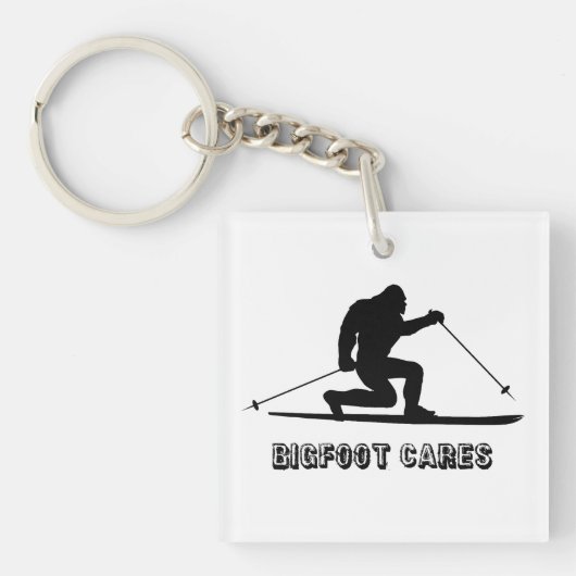 Bigfoot Cares Telemark Skifahren Schlüsselanhänger (Vorderseite)