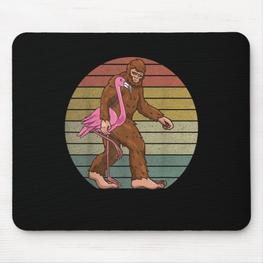 Bigfoot Carried Flamingo Women Men Sasquatch Funn Mousepad (Vorne)