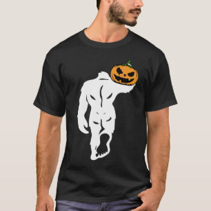 Bigfoot Carried Pumpkin Funny Halloween Costume T-Shirt