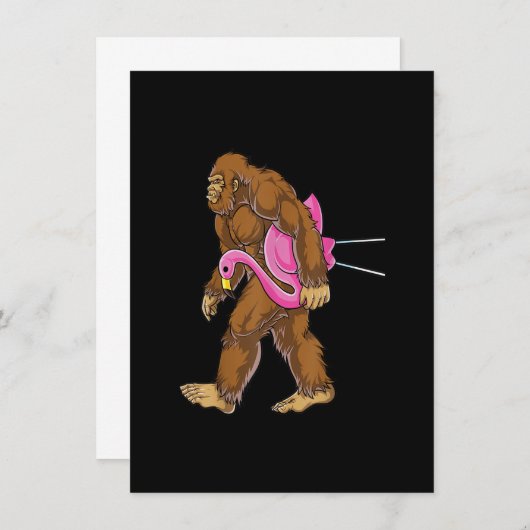 Bigfoot Carry Lawn Flamingo T Shirt Funny Sasqu Einladung (Vorne/Hinten)