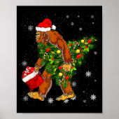 Bigfoot Carrying Christmas Tree Sasquatch Believer Poster (Vorne)