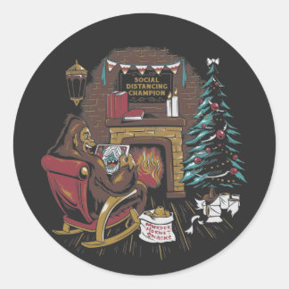 Bigfoot Champion Xmas Runder Aufkleber