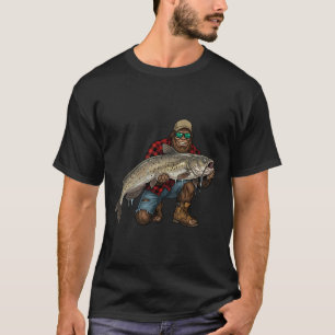 Bigfoot Channel Wels Angeln Trophäe Lustig Sasqu T-Shirt
