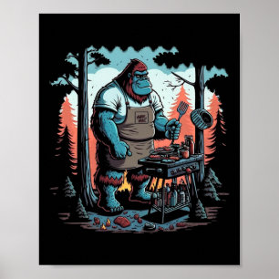 Bigfoot Chef Grill BBQ Meister Byrbecue Poster