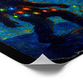 Bigfoot Christmas Sasquatch Santa Hat Starry Night Poster (Ecke)