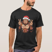 Bigfoot Christmas Tree Lights Funny Xmas Sasquatch T-Shirt (Vorderseite)