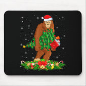 Bigfoot Christmas Tree Lights Santa Hat Funny Sasq Mousepad (Vorne)