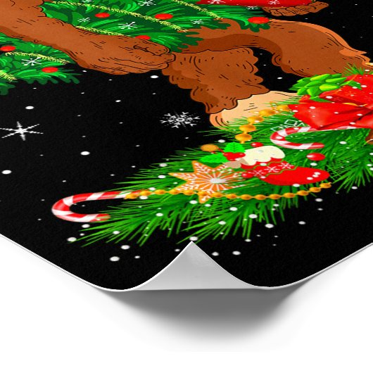 Bigfoot Christmas Tree Lights Santa Hat Funny Sasq Poster (Ecke)