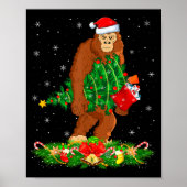 Bigfoot Christmas Tree Lights Santa Hat Funny Sasq Poster (Vorne)