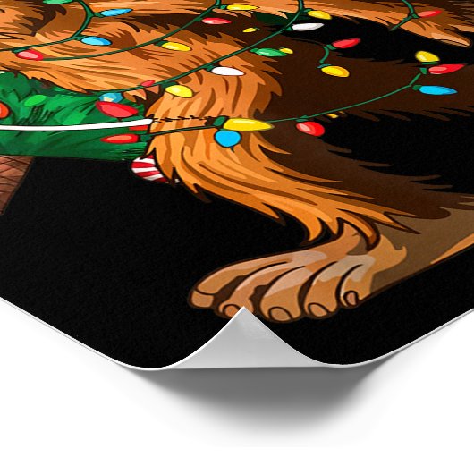 Bigfoot Christmas Tree Lights Xmas Boys Men Sasqua Poster (Ecke)