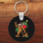 Bigfoot Christmas Tree Lights Xmas Boys Men Sasqua Schlüsselanhänger (Vorderseite)