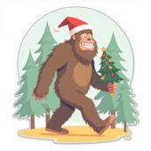 Bigfoot Christmas Tree Santa Hat (1) Aufkleber (Vorderseite)