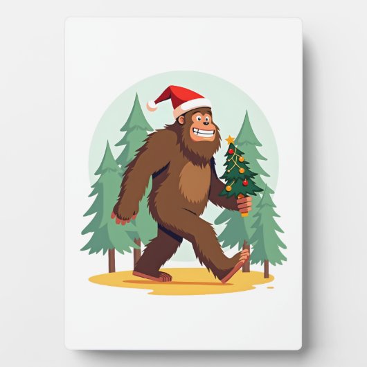 Bigfoot Christmas Tree Santa Hat (1) Fotoplatte (Vorderseite)