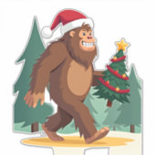 Bigfoot Christmas Tree Santa Hat (2) Aufkleber (Vorderseite)