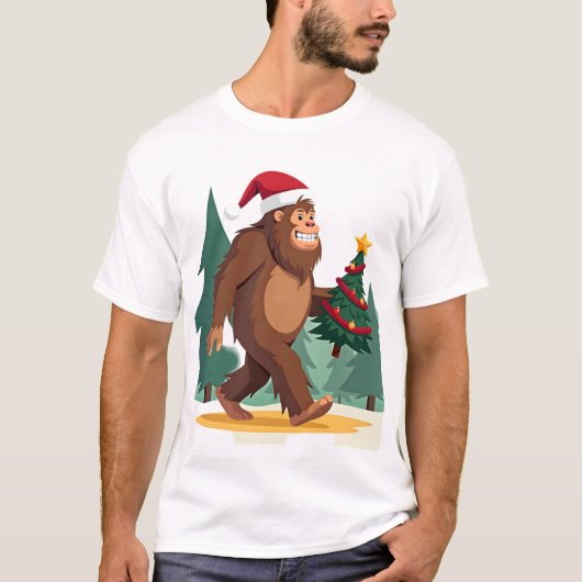 Bigfoot Christmas Tree Santa Hat (2) T-Shirt (Vorderseite)
