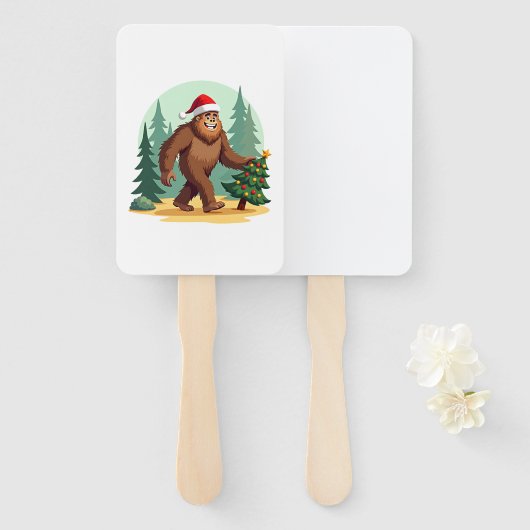 Bigfoot Christmas Tree Santa Hat (3) Fächer (Vorne und Hinten)