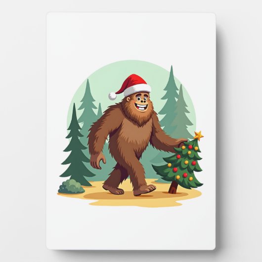 Bigfoot Christmas Tree Santa Hat (3) Fotoplatte (Vorderseite)