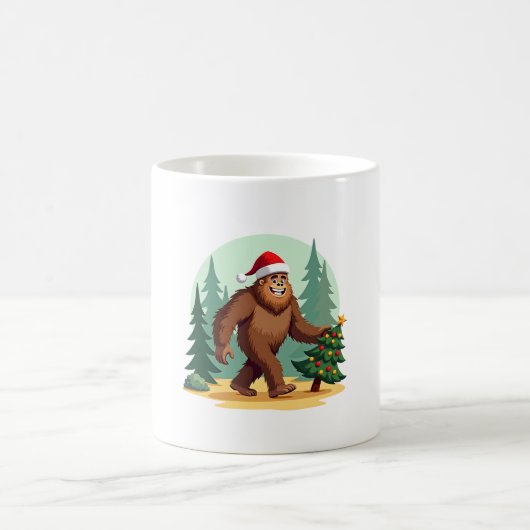 Bigfoot Christmas Tree Santa Hat (3) Kaffeetasse (Mittel)
