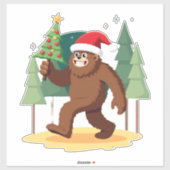 Bigfoot Christmas Tree Santa Hat (4) Aufkleber (Blatt)