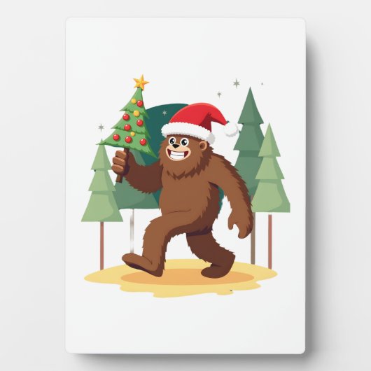 Bigfoot Christmas Tree Santa Hat (4) Fotoplatte (Vorderseite)