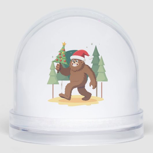 Bigfoot Christmas Tree Santa Hat (4) Schneekugeln (Vorderseite)