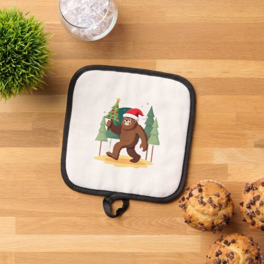 Bigfoot Christmas Tree Santa Hat (4) Topflappen (Oben Unten)