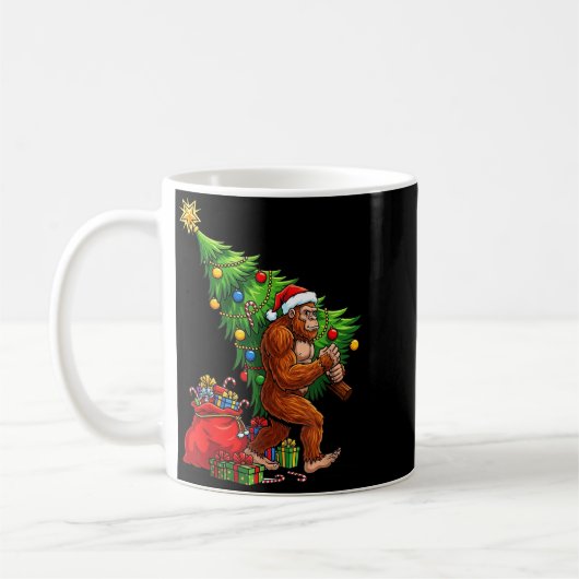 Bigfoot Christmas Tree Xmas Lights Funny Sasquatch Kaffeetasse (Links)