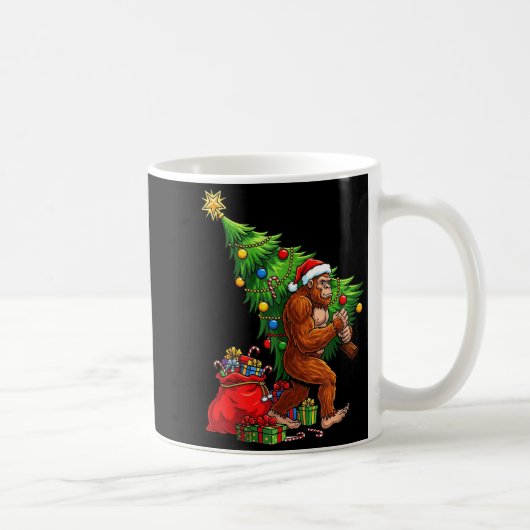 Bigfoot Christmas Tree Xmas Lights Funny Sasquatch Kaffeetasse (Rechts)