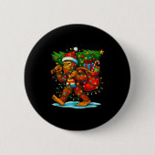 Bigfoot Christmas Tree Xmas Sasquatch Funny Lights Button (Vorderseite)