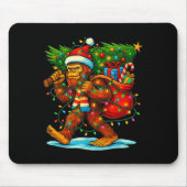 Bigfoot Christmas Tree Xmas Sasquatch Funny Lights Mousepad (Vorne)