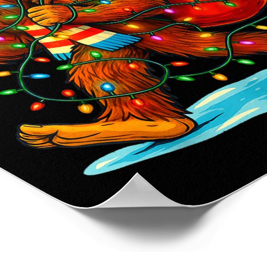 Bigfoot Christmas Tree Xmas Sasquatch Funny Lights Poster (Ecke)