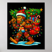 Bigfoot Christmas Tree Xmas Sasquatch Funny Lights Poster (Vorne)